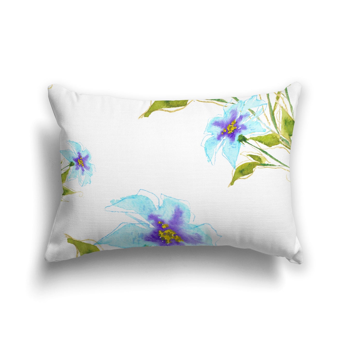 Off-white Cotton Canvas Cushion Covers with Large Blue Floral Print, CACU-CC-1374-888
