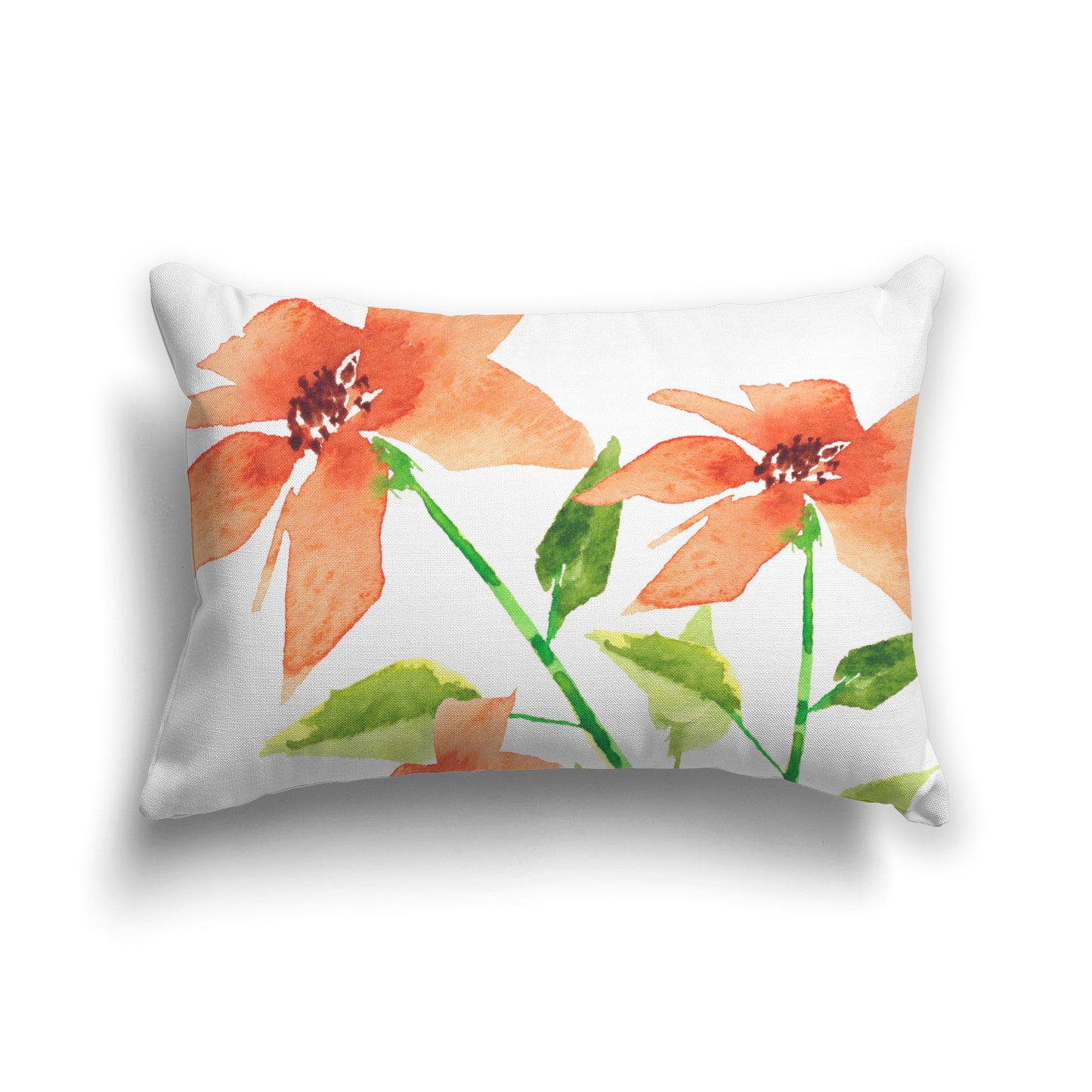 Off-white Cotton Canvas Cushion Covers with Large Orange Floral Print, CACU-CC-1384-888