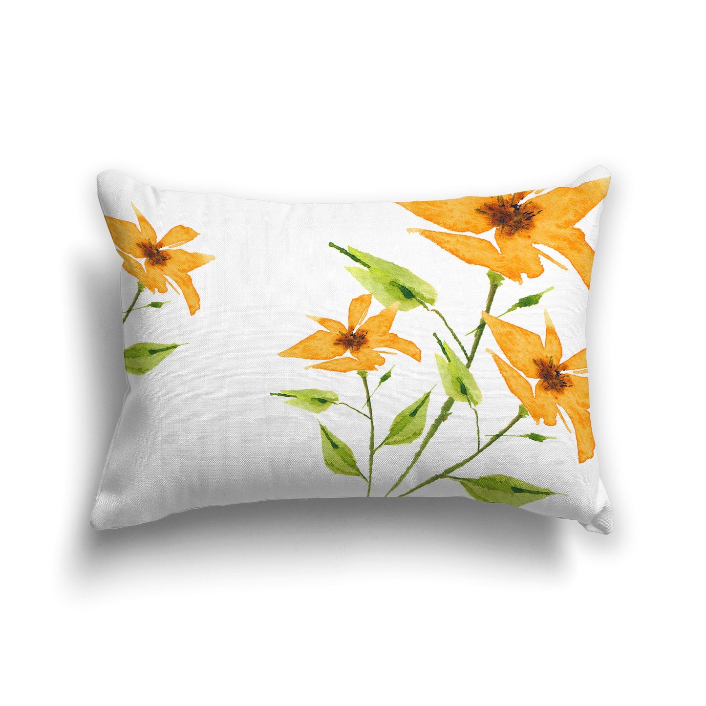 Off-white Cotton Canvas Cushion Covers with Large Yellow-Orange Floral Print, CACU-CC-1394-888