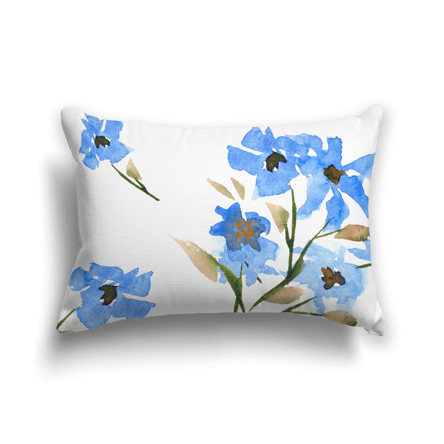 Off-white Cotton Canvas Cushion Covers with Large Blue Floral Print, CACU-CC-1404-888