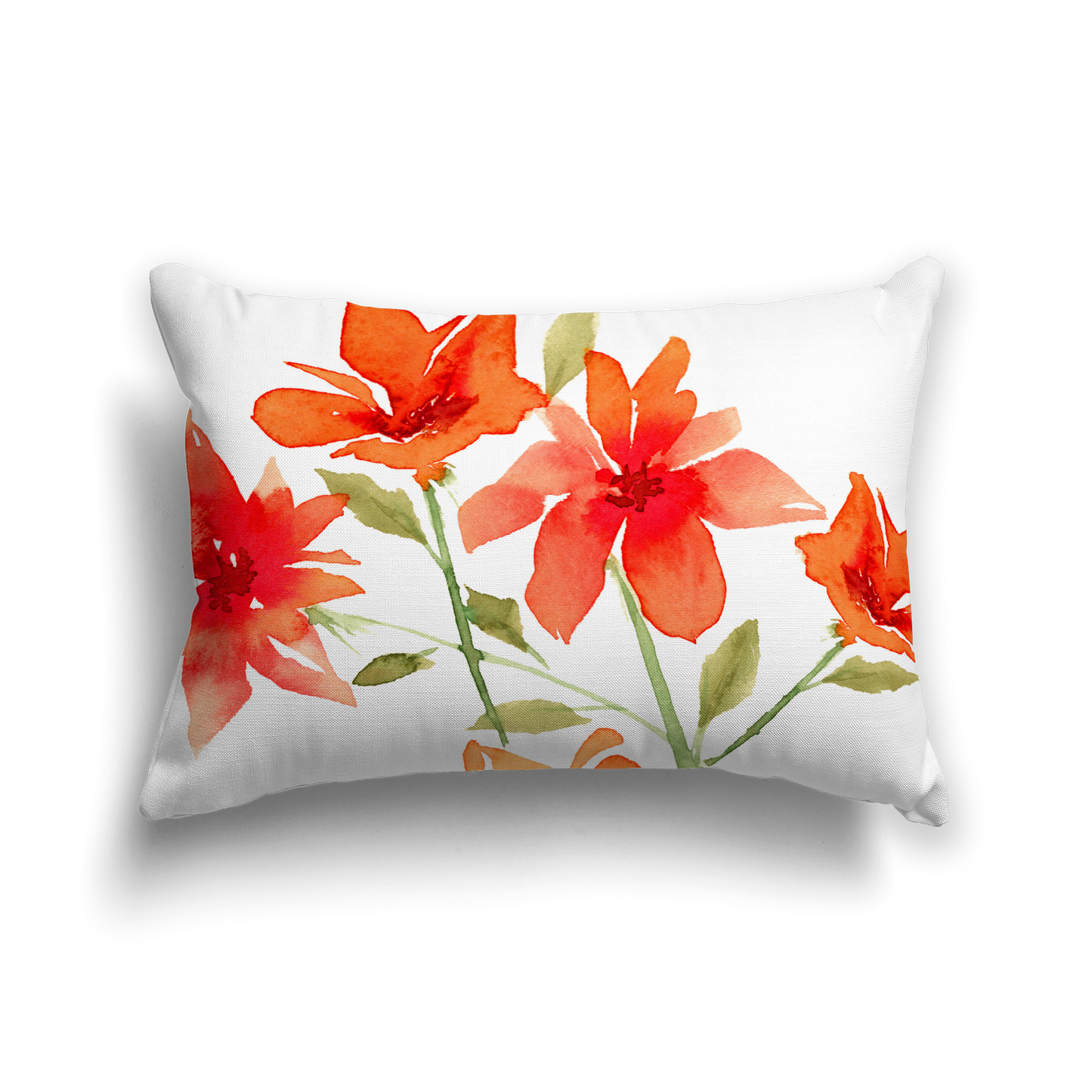 Off-white Cotton Canvas Cushion Covers with Large Red Floral Print, CACU-CC-1414-888