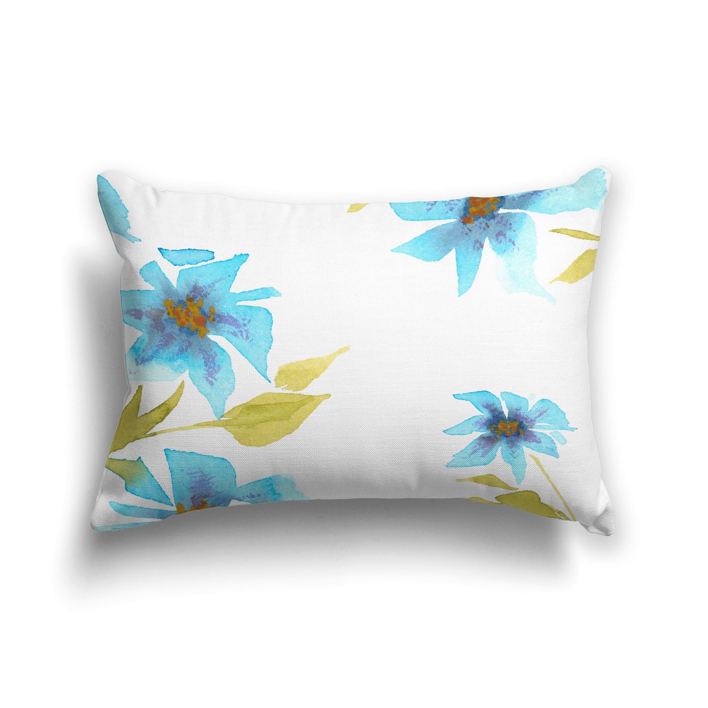 Off-white Cotton Canvas Cushion Covers with Large Blue Floral Print, CACU-CC-1434-888