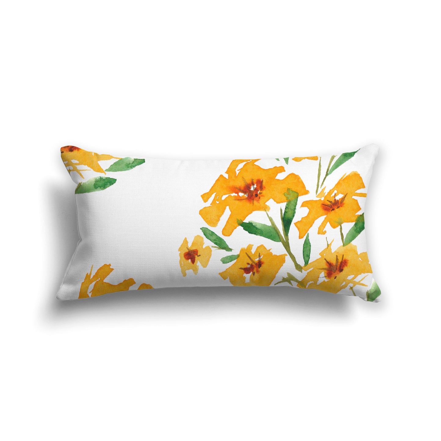 Off-white Cotton Canvas Cushion Covers with Large Yellow-Orange Floral Print, CACU-CC-1314-888