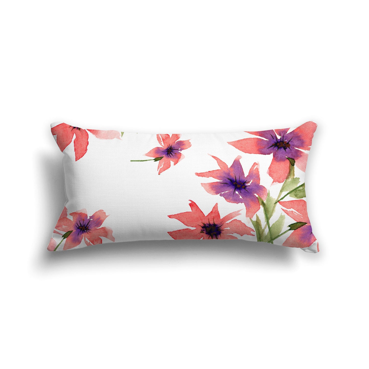 Off-white Cotton Canvas Cushion Covers with Large Pink Floral Print, CACU-CC-1344-888