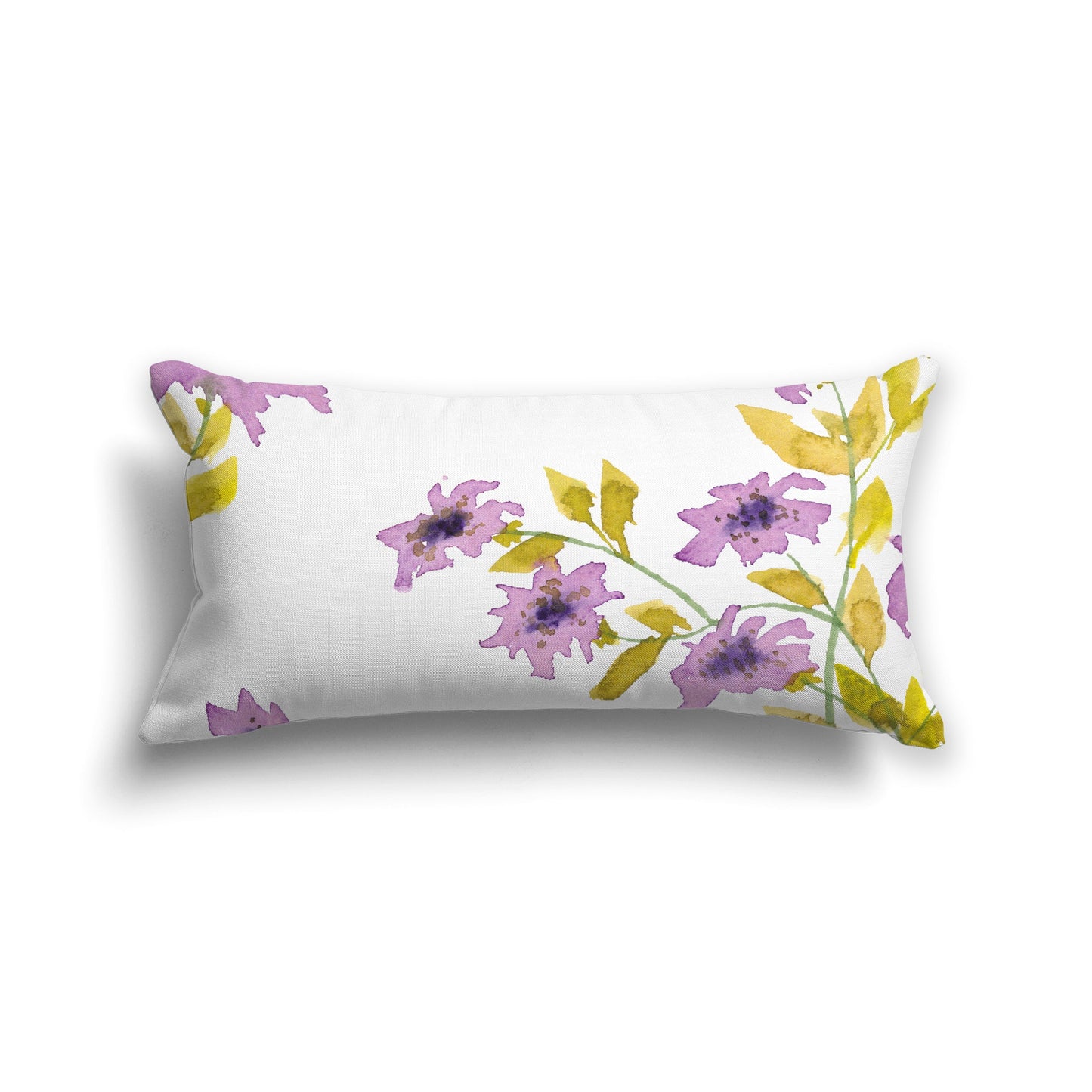 Off-white Cotton Canvas Cushion Covers with Large Mauve Floral Print, CACU-CC-1364-888
