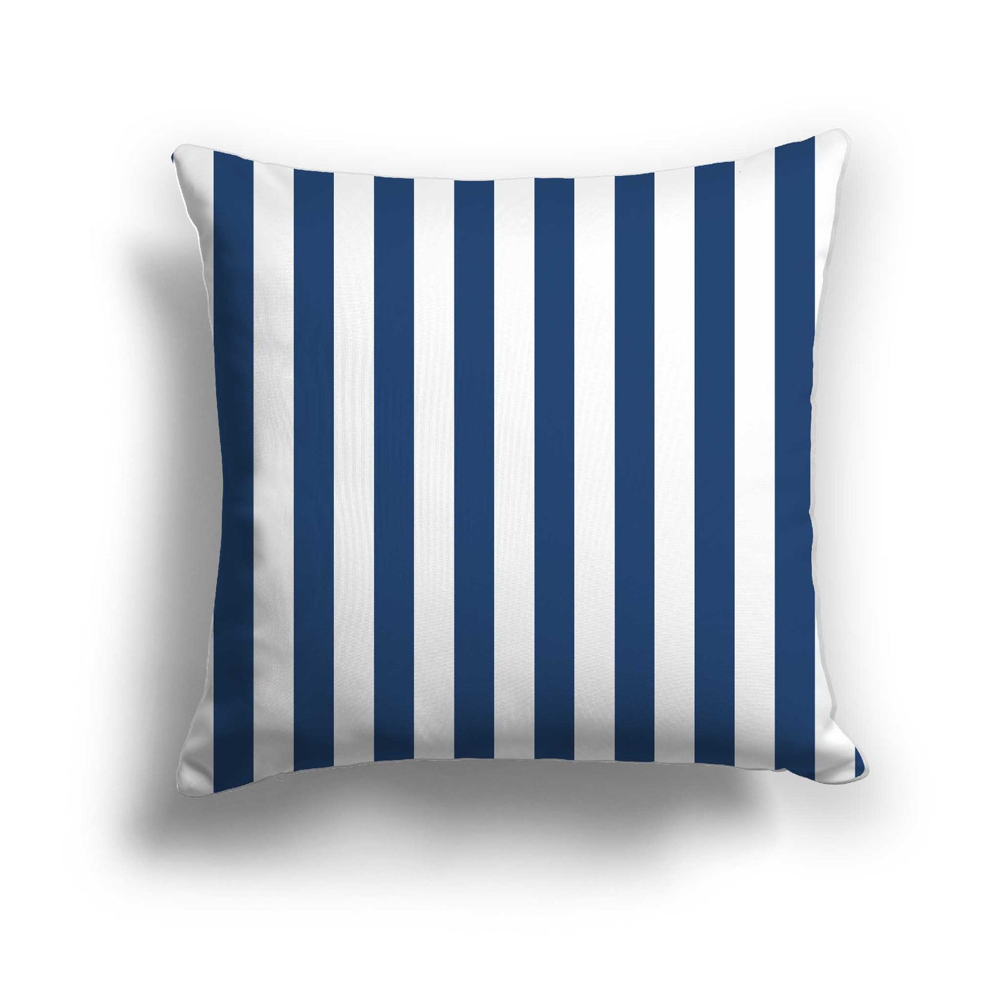 Off-white Cotton Canvas Cushion Covers with Royal Blue Bars on Front, CACU-CC-1291-051, 46 x 46 cm / 18 x 18 inches