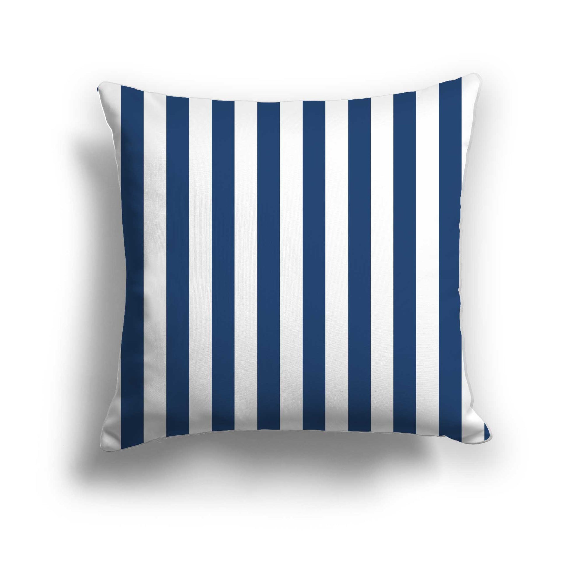 Off-white Cotton Canvas Cushion Covers with Royal Blue Bars on Front, CACU-CC-1291-051, 46 x 46 cm / 18 x 18 inches