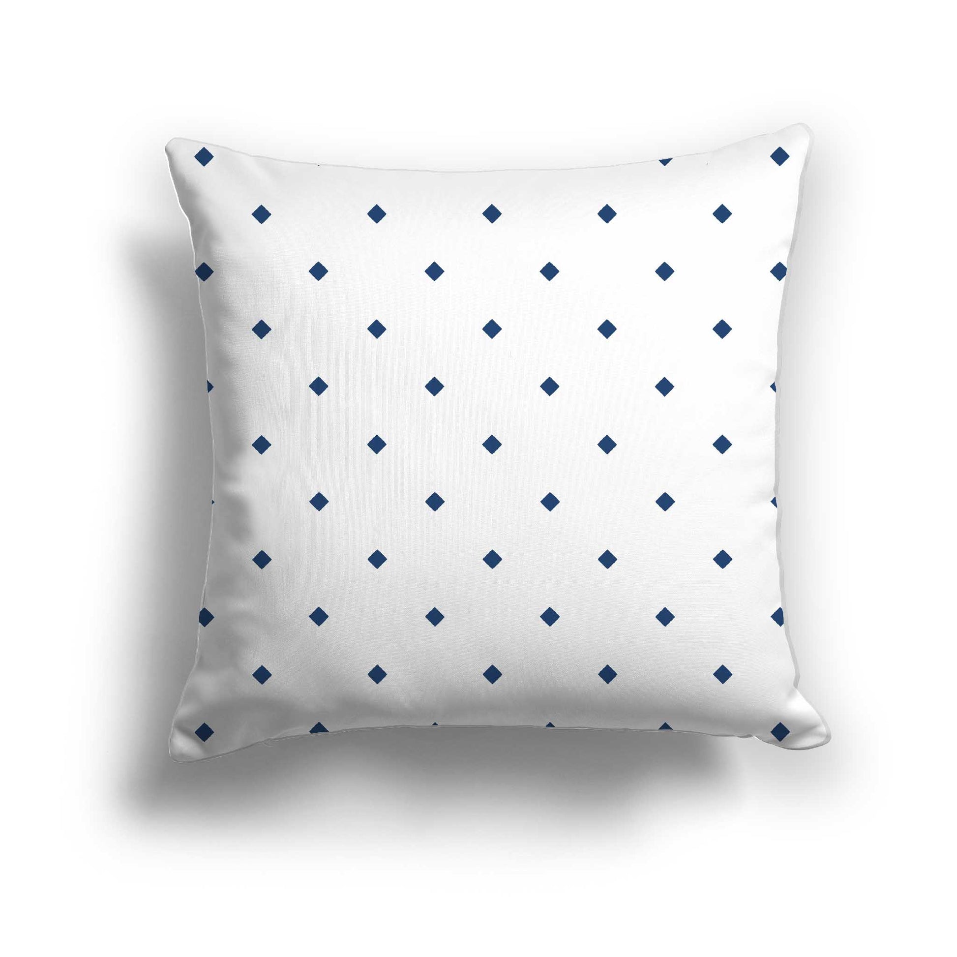 Off-white Cotton Canvas Cushion Covers with Royal Blue Diamonds on Front, CACU-CC-1291-101, 46 x 46 cm / 18 x 18 inches