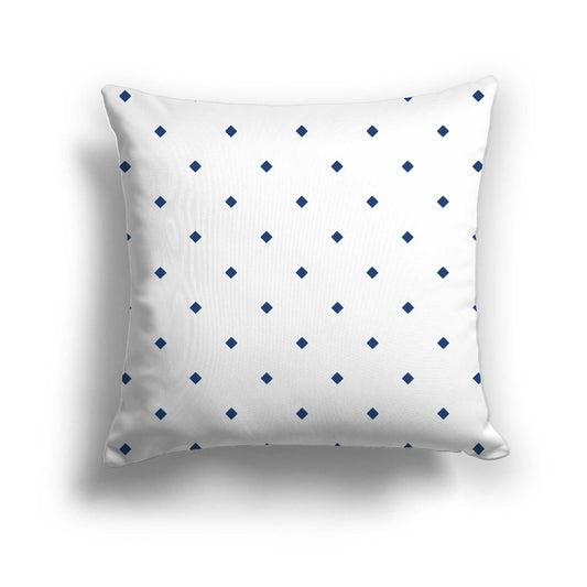 Off-white Cotton Canvas Cushion Covers with Royal Blue Diamonds on Front, CACU-CC-1291-101, 46 x 46 cm / 18 x 18 inches