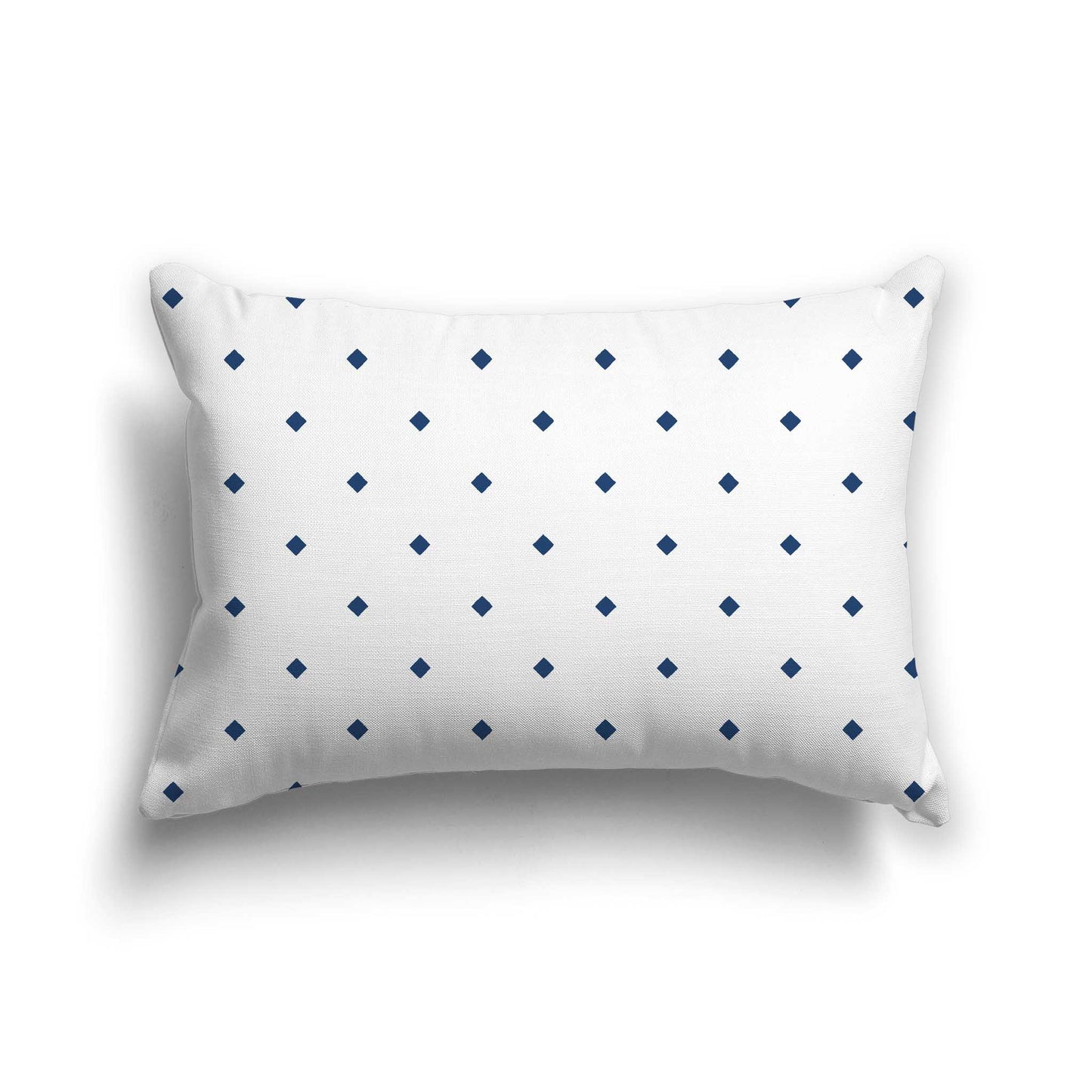 Off-white Cotton Canvas Cushion Covers with Royal Blue Diamonds on Front, CACU-CC-1291-101, 51 x 36 cm / 20 x 14 inches