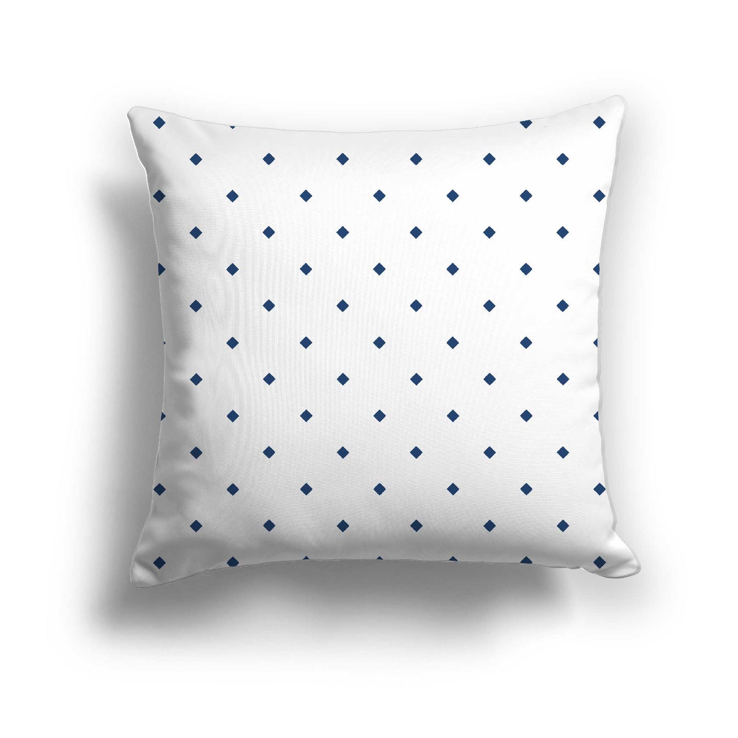 Off-white Cotton Canvas Cushion Covers with Royal Blue Diamonds on Front, CACU-CC-1291-101, 56 x 56 cm / 22 x 22 inches