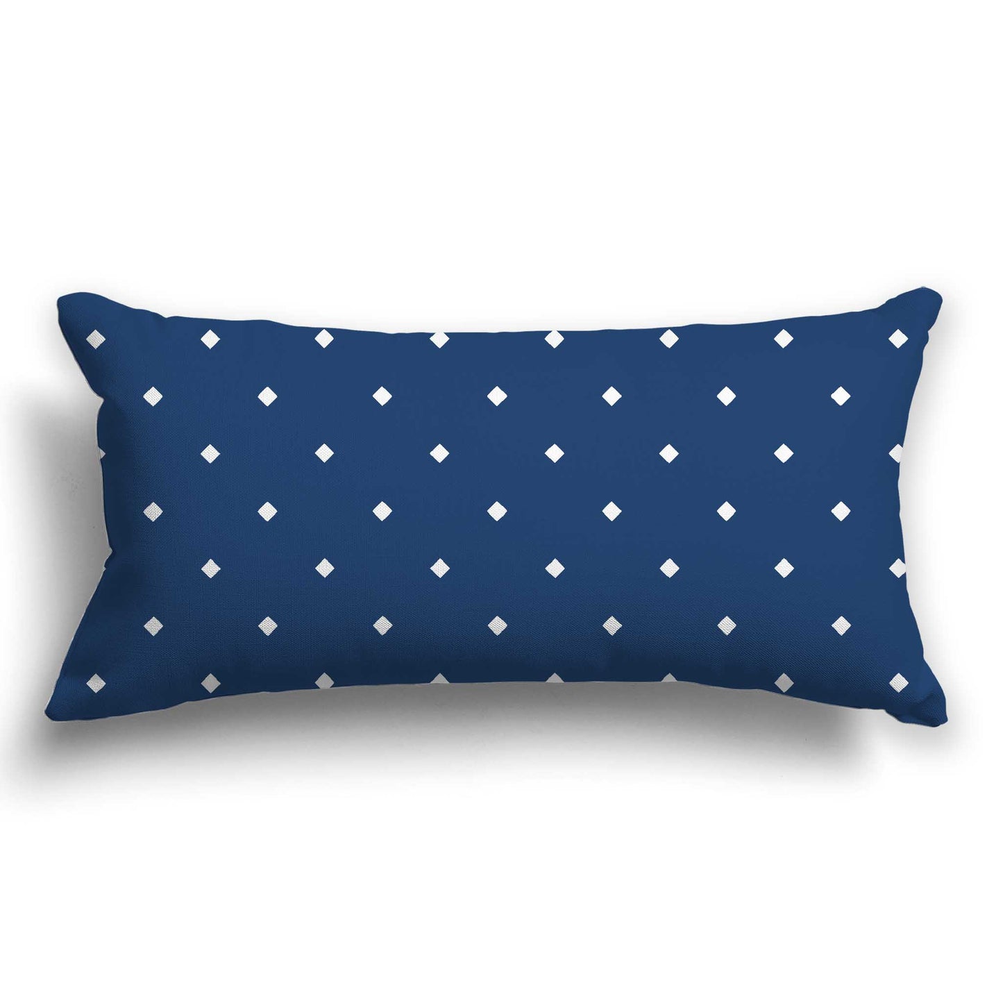 Royal Blue Cotton Canvas Cushion Covers with Off-white Diamonds on Front, CACU-CC-1291-102, 61 x 30 cm / 24 x 12 inches