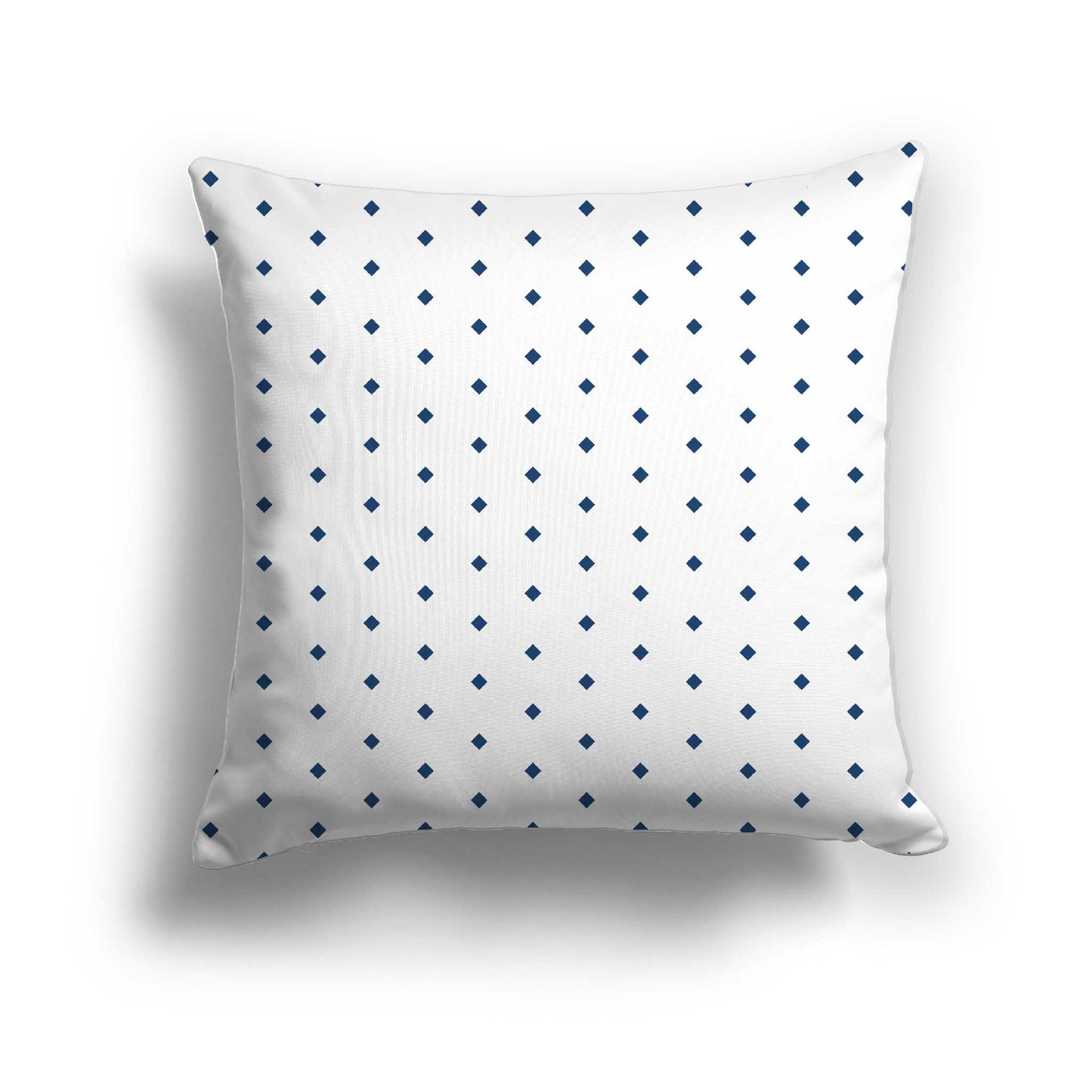Off-white Cotton Canvas Cushion Covers with Fine Royal Blue Diamonds on Front, CACU-CC-1291-111, 46 x 46 cm / 18 x 18 inches