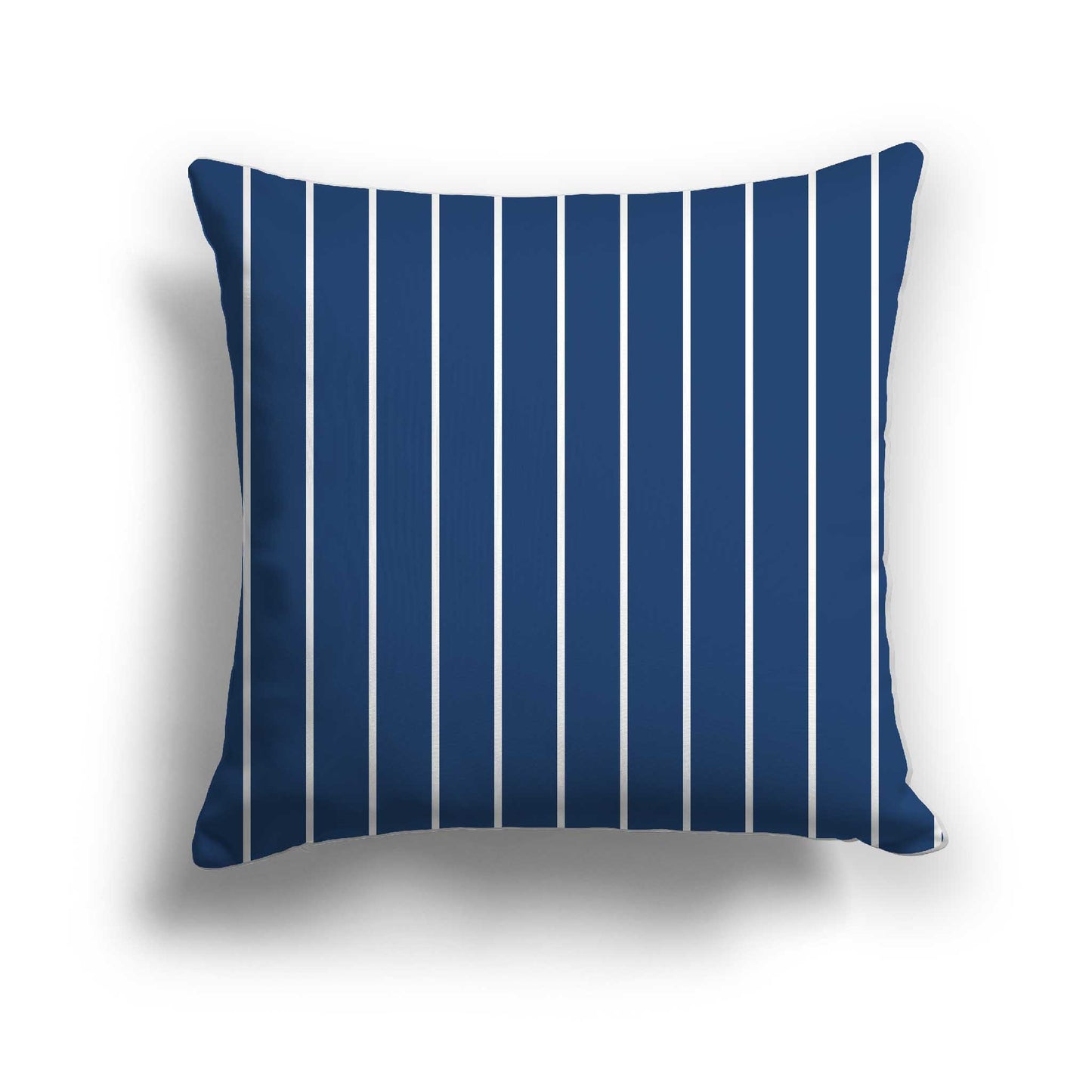 Royal Blue Cotton Canvas Cushion Covers with Fine Off-white Stripes on Front, CACU-CC-1291-152, 46 x 46 cm / 18 x 18 inches