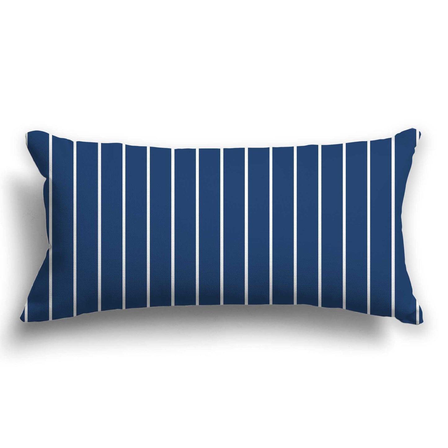 Royal Blue Cotton Canvas Cushion Covers with Fine Off-white Stripes on Front, CACU-CC-1291-152, 61 x 30 cm / 24 x 12 inches