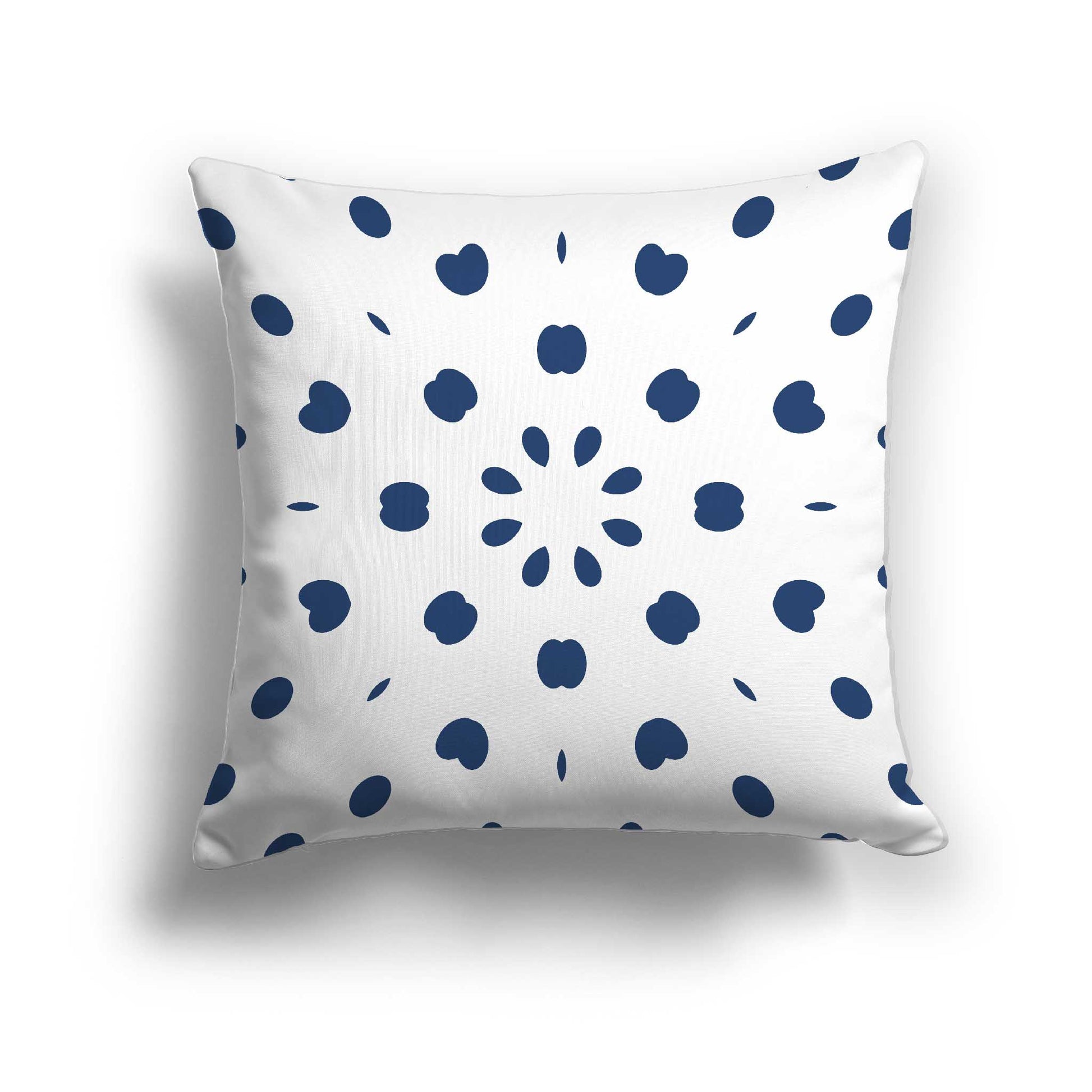Off-white Cotton Canvas Cushion Covers with Royal Blue Burst Pattern on Front, CACU-CC-1291-231, 46 x 46 cm / 18 x 18 inches
