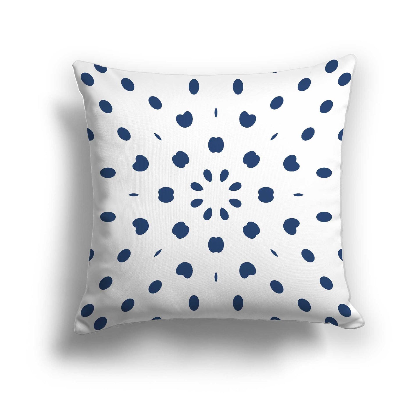 Off-white Cotton Canvas Cushion Covers with Royal Blue Burst Pattern on Front, CACU-CC-1291-231, 56 x 56 cm / 22 x 22 inches