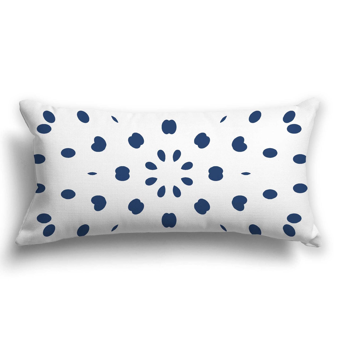 Off-white Cotton Canvas Cushion Covers with Royal Blue Burst Pattern on Front, CACU-CC-1291-231, 61 x 30 cm / 24 x 12 inches