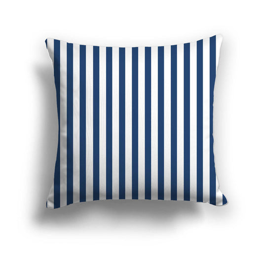 Off-white Cotton Canvas Cushion Covers with Thin Royal Blue Bars on Front, CACU-CC-1291-241, 46 x 46 cm / 18 x 18 inches
