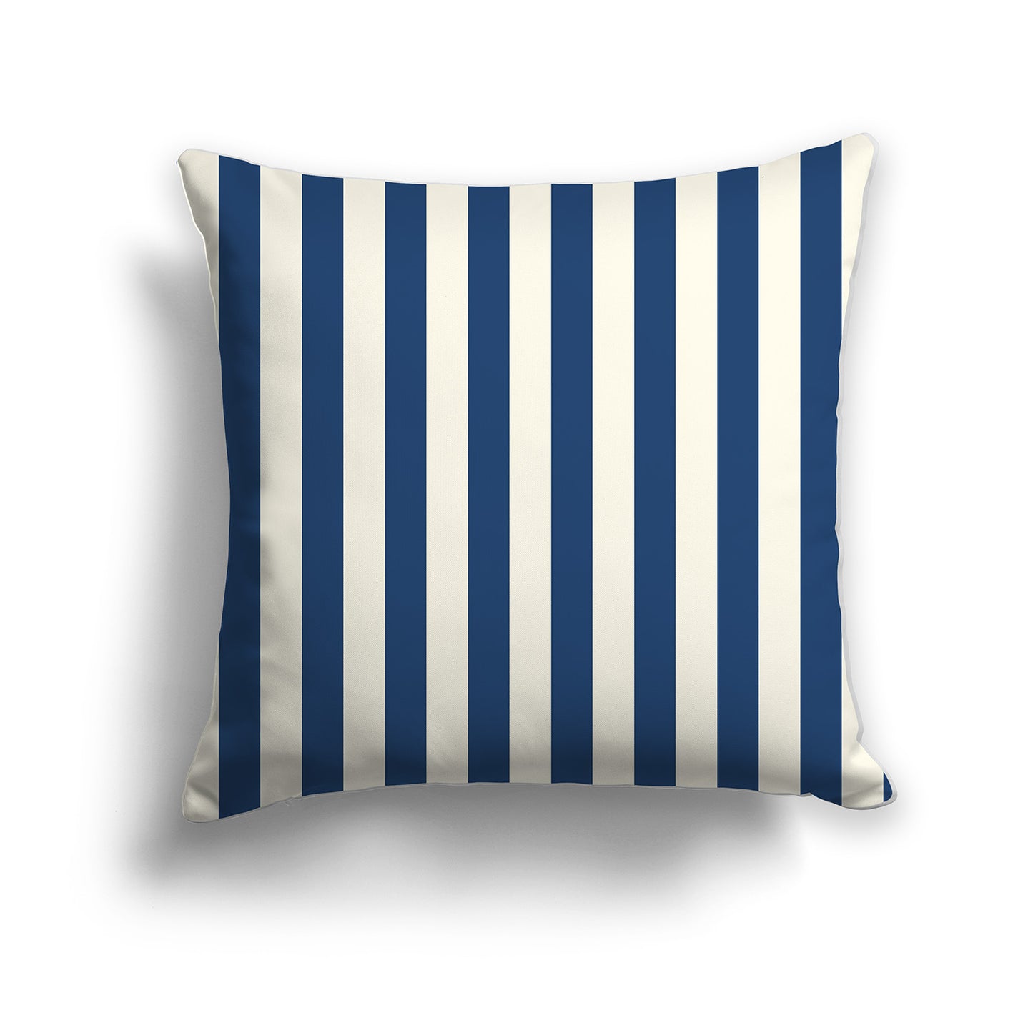 Pale Cream Cotton Canvas Cushion Covers with Royal Blue Bars on Front, CACU-CC-1293-051, 46 x 46 cm / 18 x 18 inches