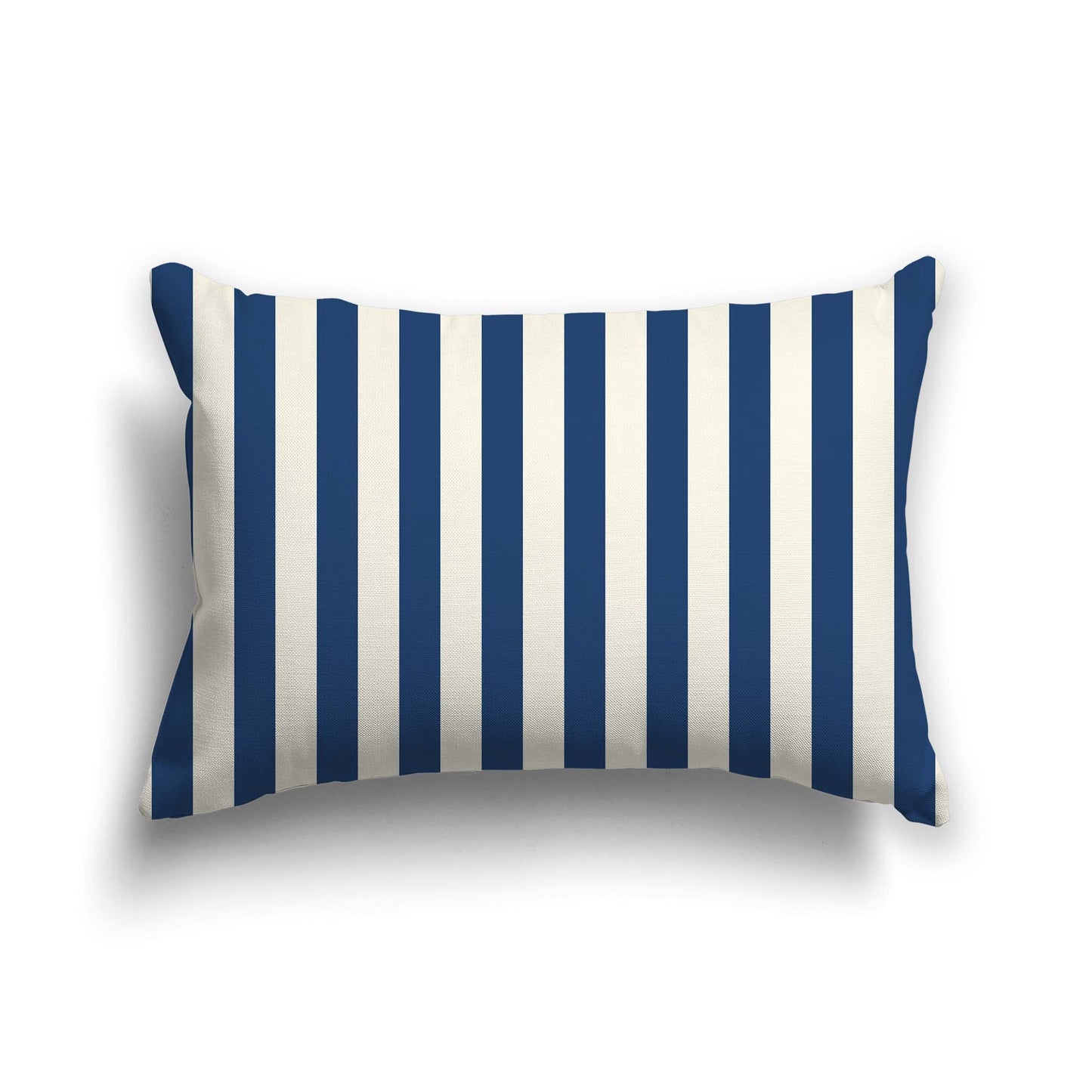 Pale Cream Cotton Canvas Cushion Covers with Royal Blue Bars on Front, CACU-CC-1293-051, 51 x 36 cm / 20 x 14 inches