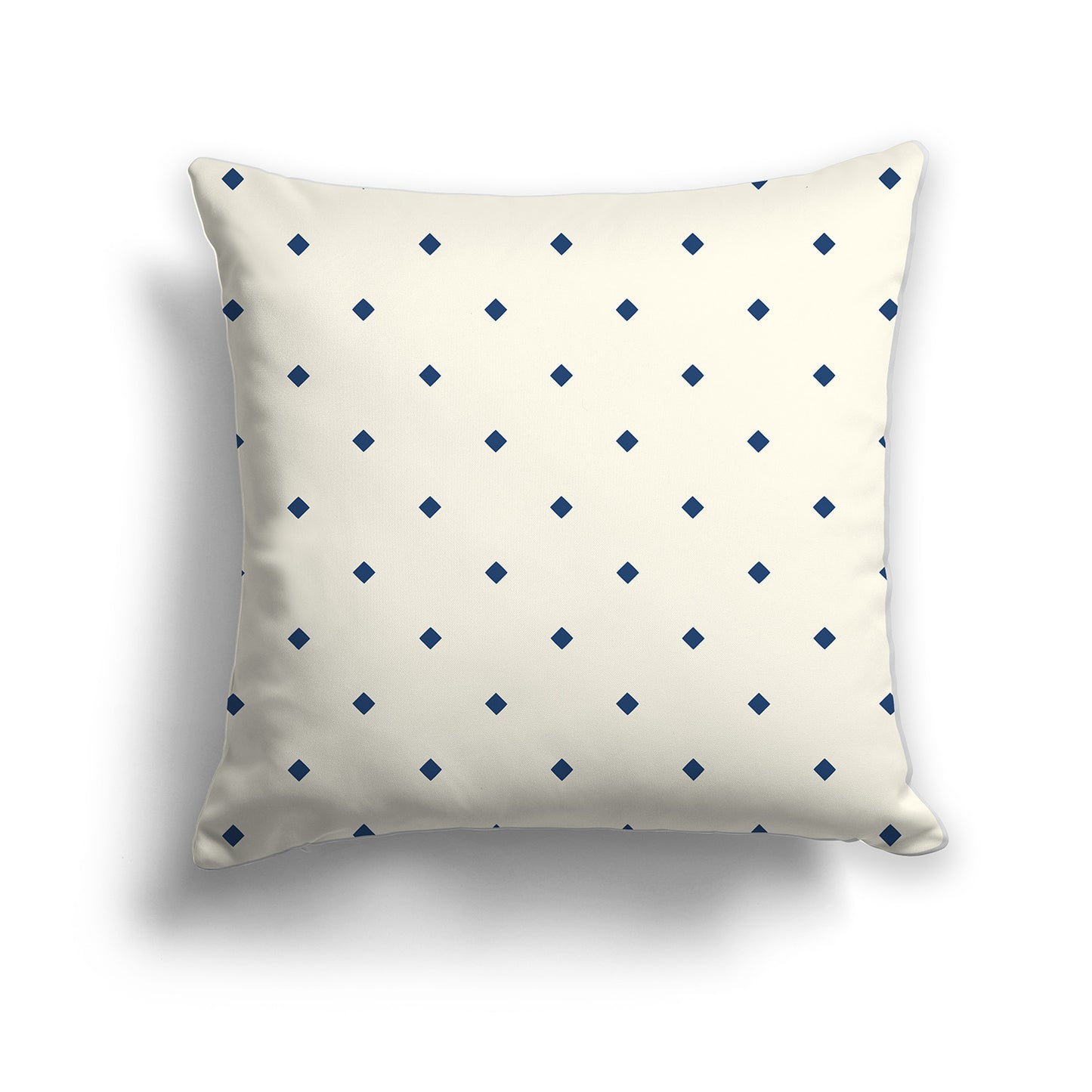 Pale Cream Cotton Canvas Cushion Covers with Royal Blue Diamonds on Front, CACU-CC-1293-101, 46 x 46 cm / 18 x 18 inches