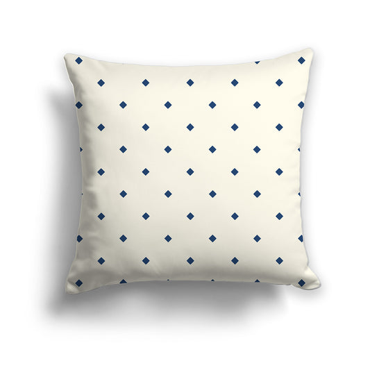 Pale Cream Cotton Canvas Cushion Covers with Royal Blue Diamonds on Front, CACU-CC-1293-101, 46 x 46 cm / 18 x 18 inches