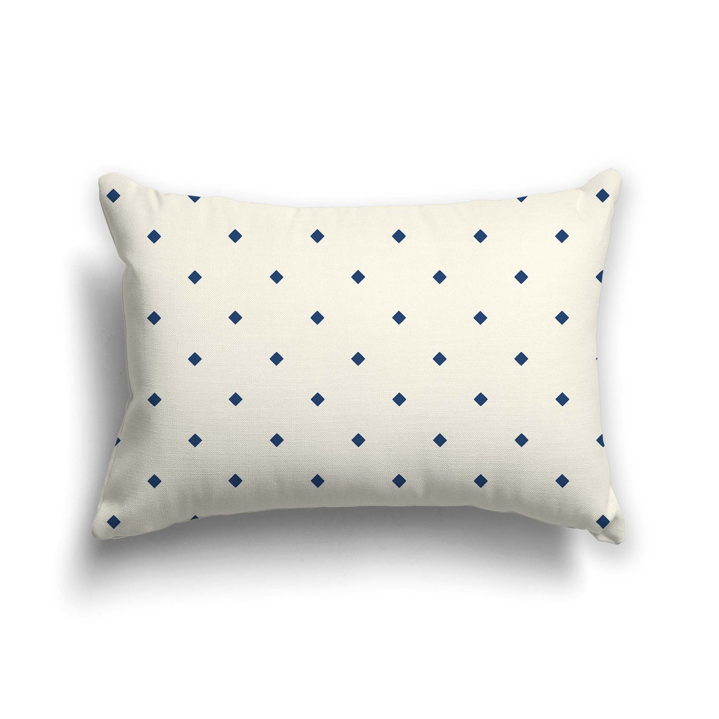 Pale Cream Cotton Canvas Cushion Covers with Royal Blue Diamonds on Front, CACU-CC-1293-101, 51 x 36 cm / 20 x 14 inches