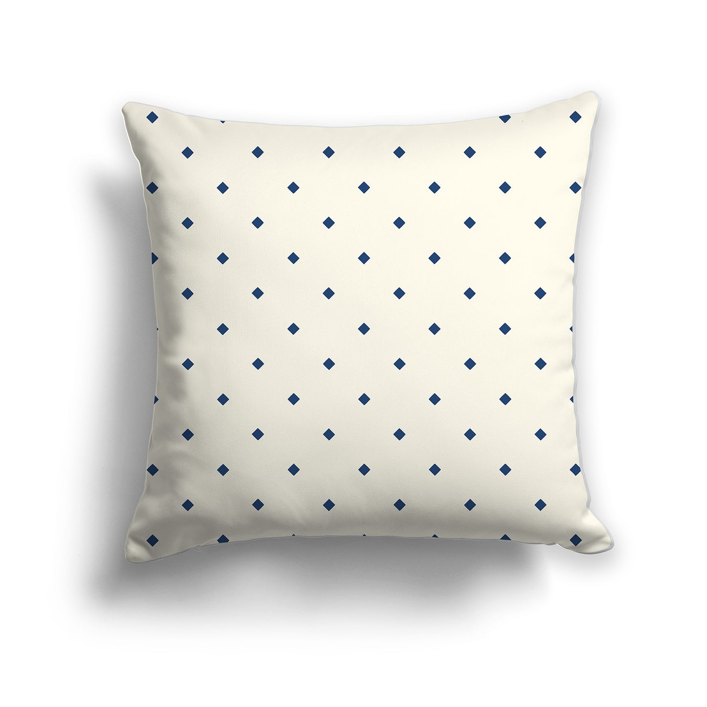 Pale Cream Cotton Canvas Cushion Covers with Royal Blue Diamonds on Front, CACU-CC-1293-101, 56 x 56 cm / 22 x 22 inches