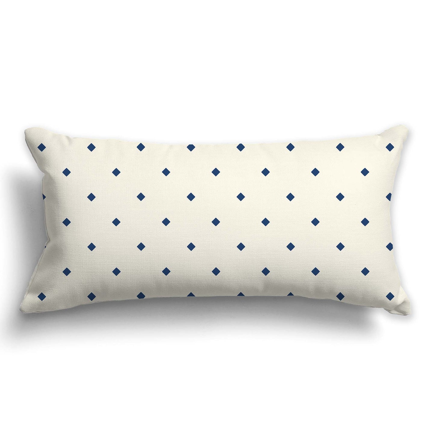 Pale Cream Cotton Canvas Cushion Covers with Royal Blue Diamonds on Front, CACU-CC-1293-101, 61 x 30 cm / 24 x 12 inches