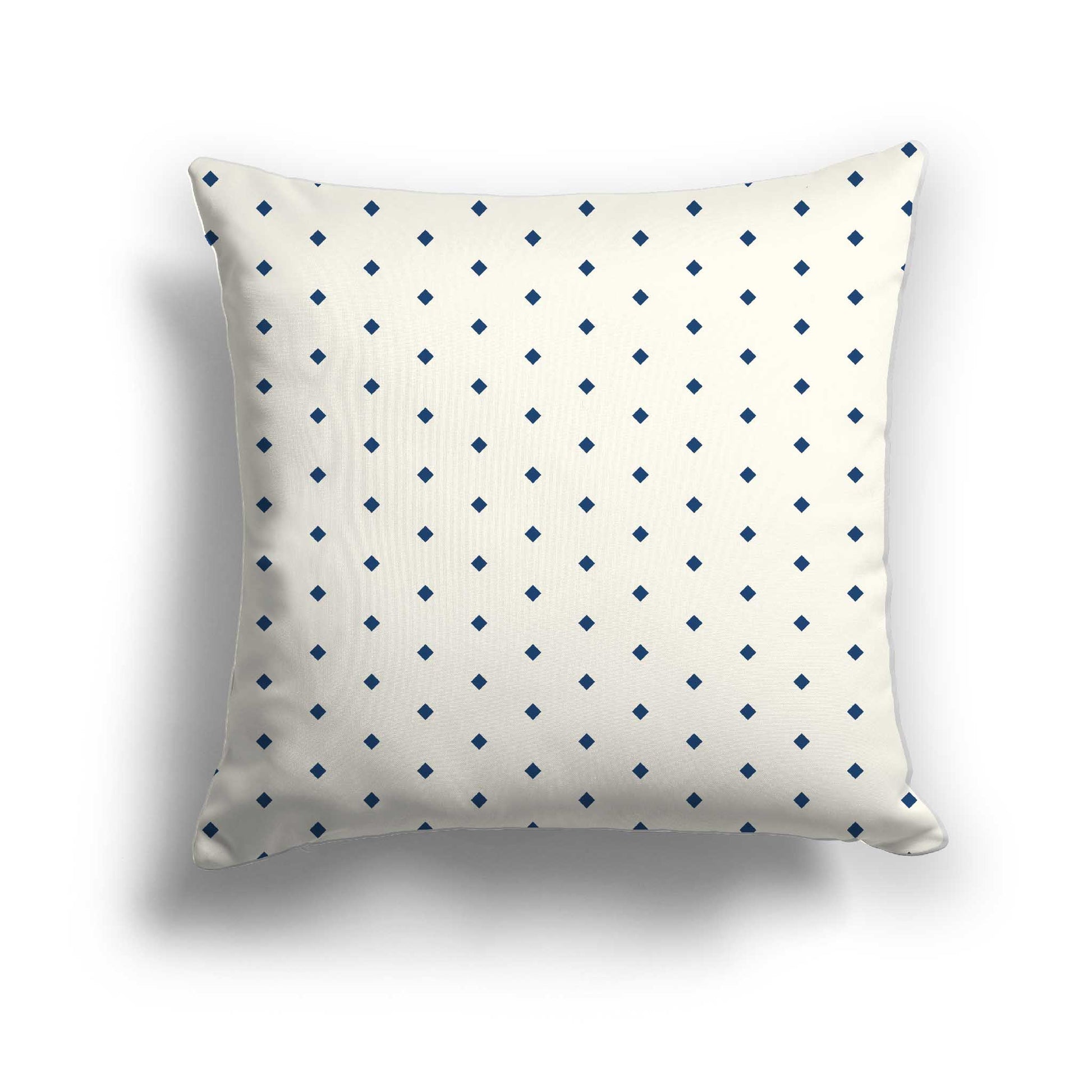 Pale Cream Cotton Canvas Cushion Covers with Fine Royal Blue Diamonds on Front, CACU-CC-1293-111, 46 x 46 cm / 18 x 18 inches