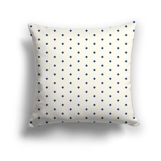 Pale Cream Cotton Canvas Cushion Covers with Fine Royal Blue Diamonds on Front, CACU-CC-1293-111, 46 x 46 cm / 18 x 18 inches