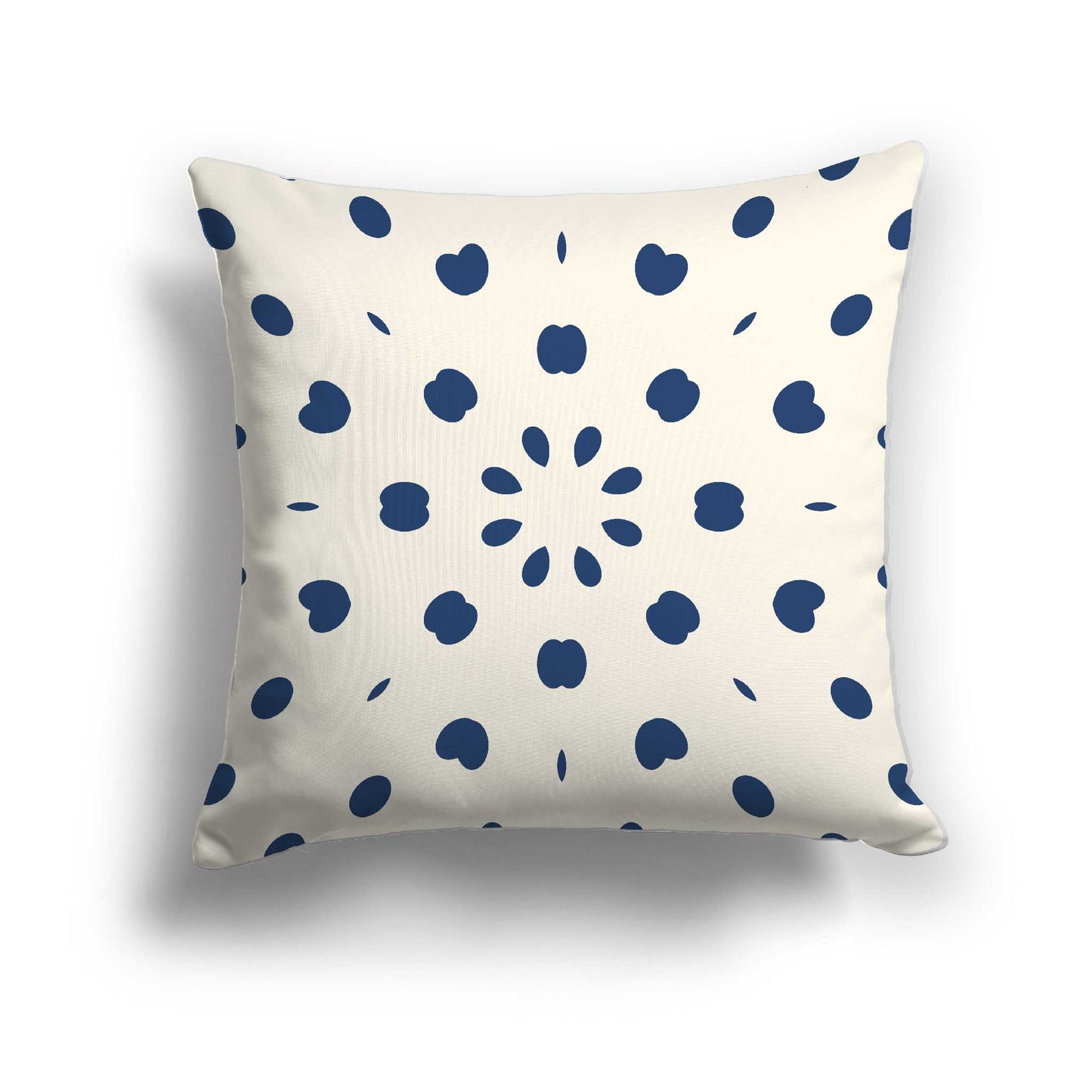 Pale Cream Cotton Canvas Cushion Covers with Royal Blue Burst Pattern on Front, CACU-CC-1293-231, 46 x 46 cm / 18 x 18 inches