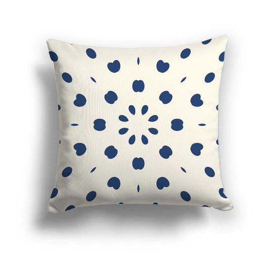 Pale Cream Cotton Canvas Cushion Covers with Royal Blue Burst Pattern on Front, CACU-CC-1293-231, 46 x 46 cm / 18 x 18 inches