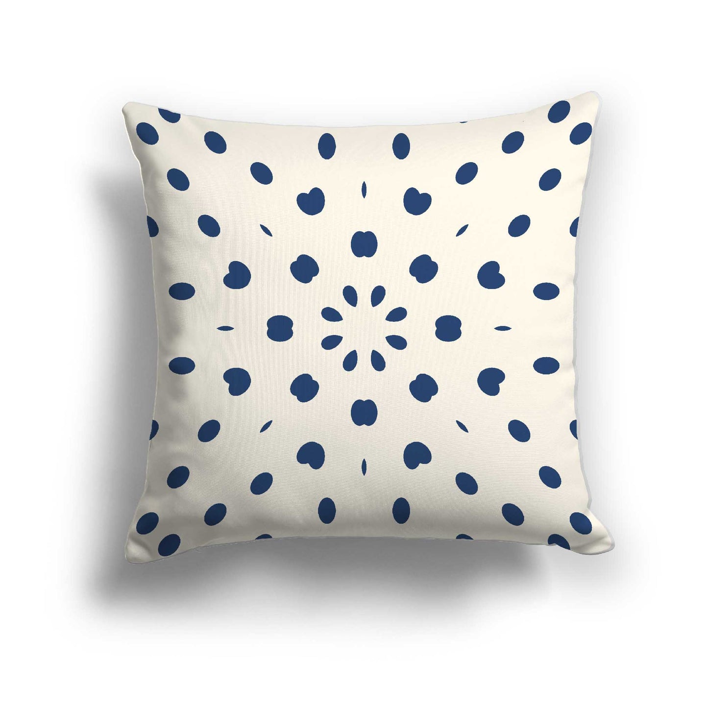 Pale Cream Cotton Canvas Cushion Covers with Royal Blue Burst Pattern on Front, CACU-CC-1293-231, 56 x 56 cm / 22 x 22 inches