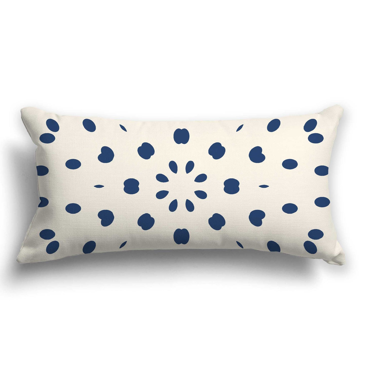 Pale Cream Cotton Canvas Cushion Covers with Royal Blue Burst Pattern on Front, CACU-CC-1293-231, 61 x 30 cm / 24 x 12 inches