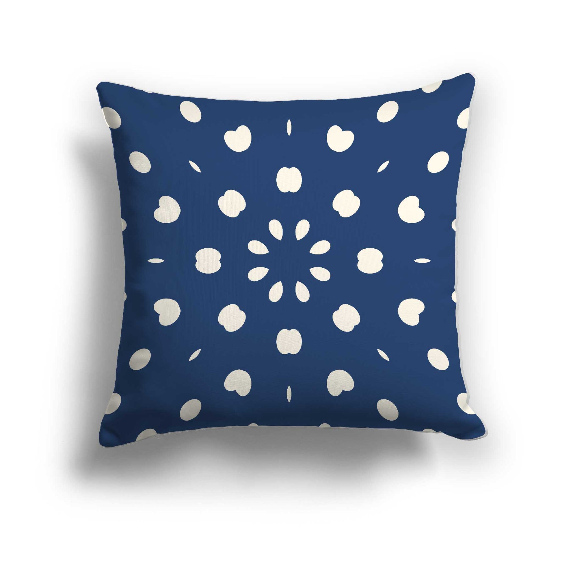 Royal Blue Cotton Canvas Cushion Covers with Pale Cream Burst Pattern on Front, CACU-CC-1293-232, 46 x 46 cm / 18 x 18 inches