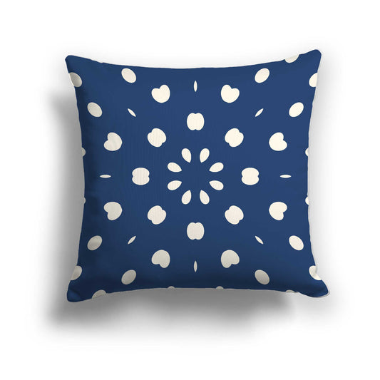Royal Blue Cotton Canvas Cushion Covers with Pale Cream Burst Pattern on Front, CACU-CC-1293-232, 46 x 46 cm / 18 x 18 inches