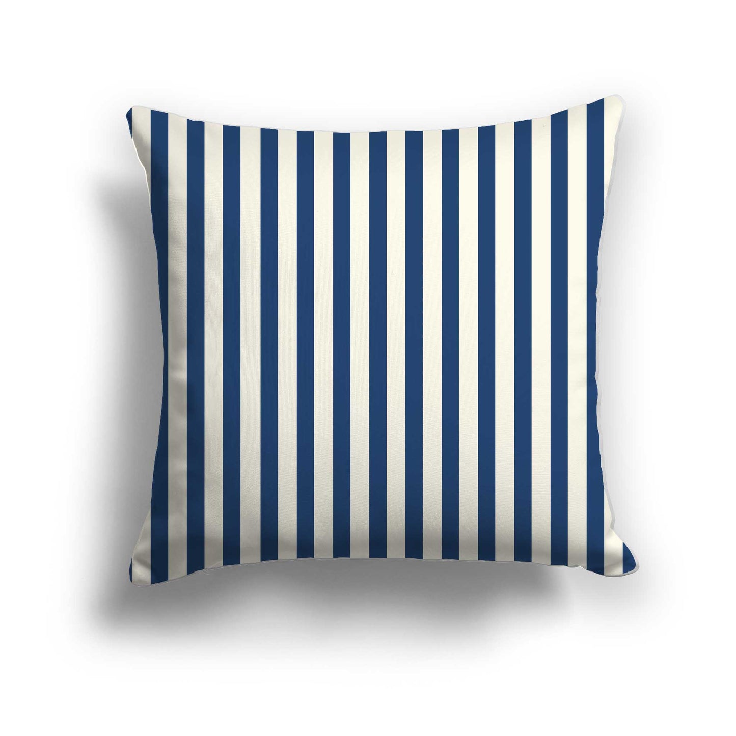 Pale Cream Cotton Canvas Cushion Covers with Thin Royal Blue Bars on Front, CACU-CC-1293-241, 46 x 46 cm / 18 x 18 inches