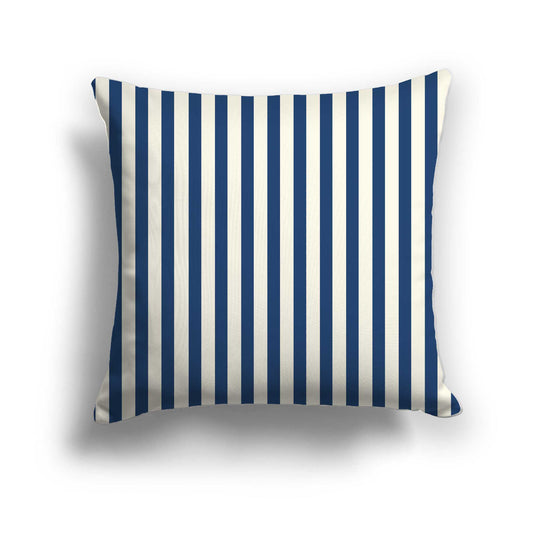 Pale Cream Cotton Canvas Cushion Covers with Thin Royal Blue Bars on Front, CACU-CC-1293-241, 46 x 46 cm / 18 x 18 inches