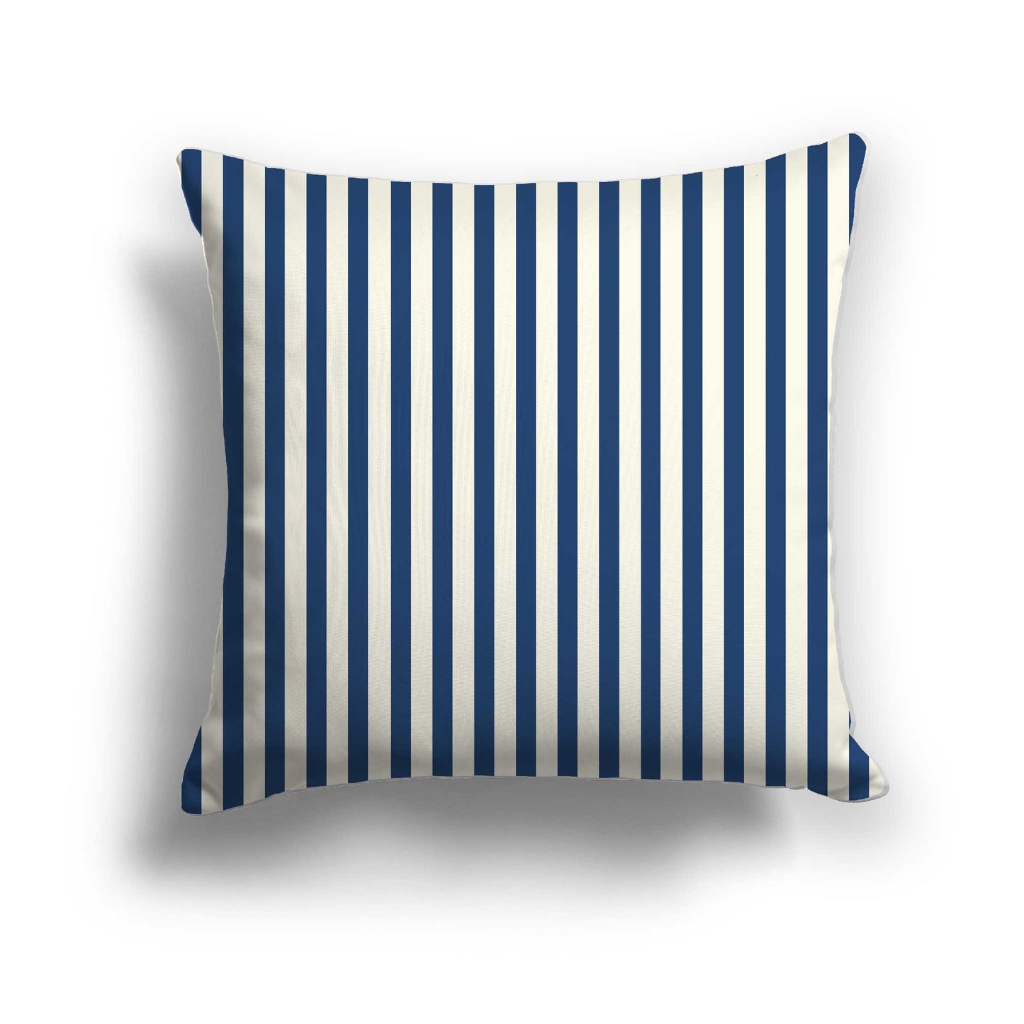 Pale Cream Cotton Canvas Cushion Covers with Thin Royal Blue Bars on Front, CACU-CC-1293-241, 56 x 56 cm / 22 x 22 inches
