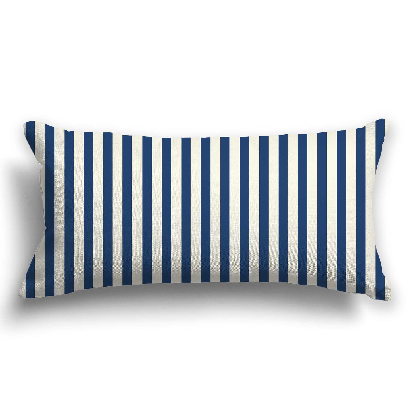 Pale Cream Cotton Canvas Cushion Covers with Thin Royal Blue Bars on Front, CACU-CC-1293-241, 61 x 30 cm / 24 x 12 inches
