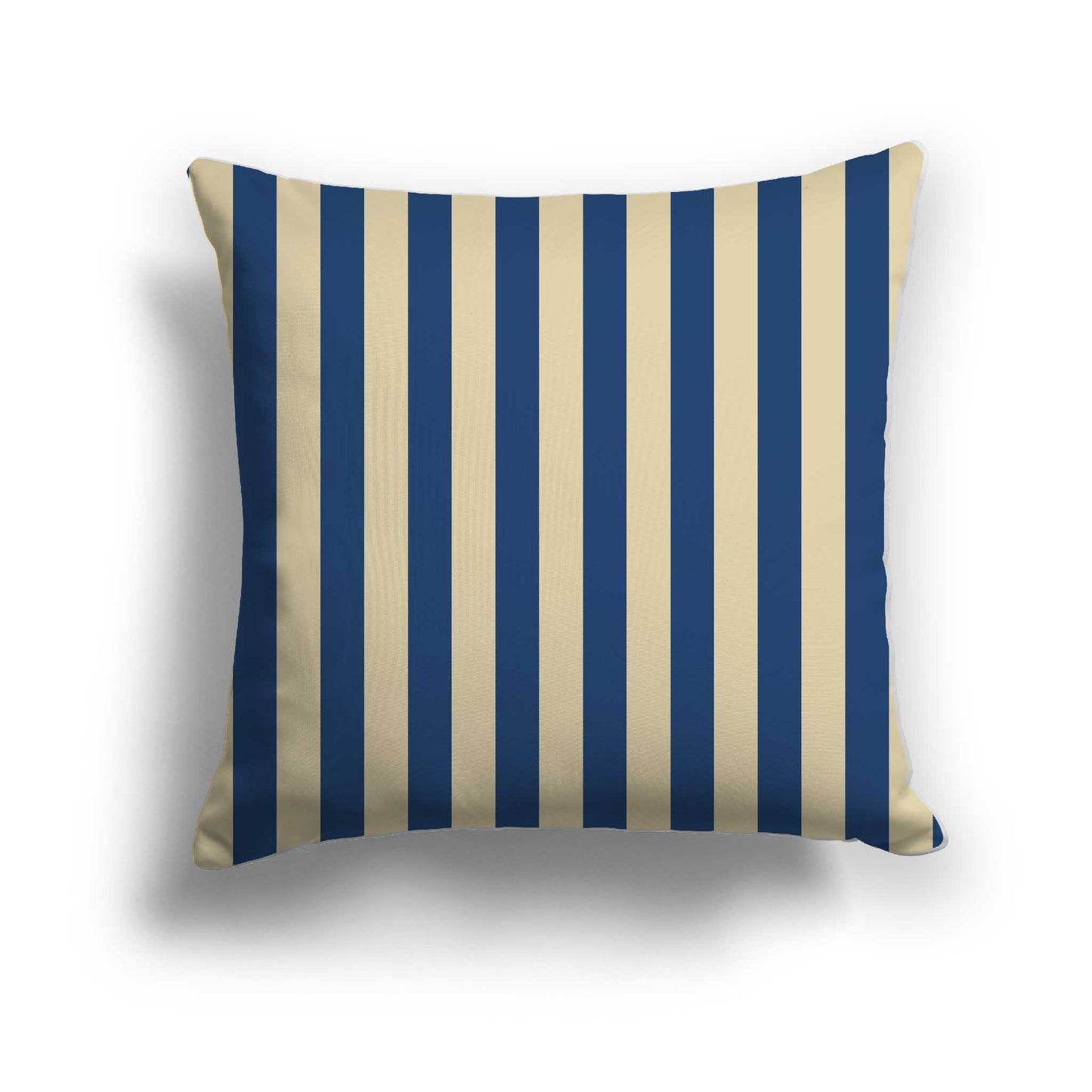 Tan Cotton Canvas Cushion Covers with Royal Blue Bars on Front, CACU-CC-1294-051, 46 x 46 cm / 18 x 18 inches