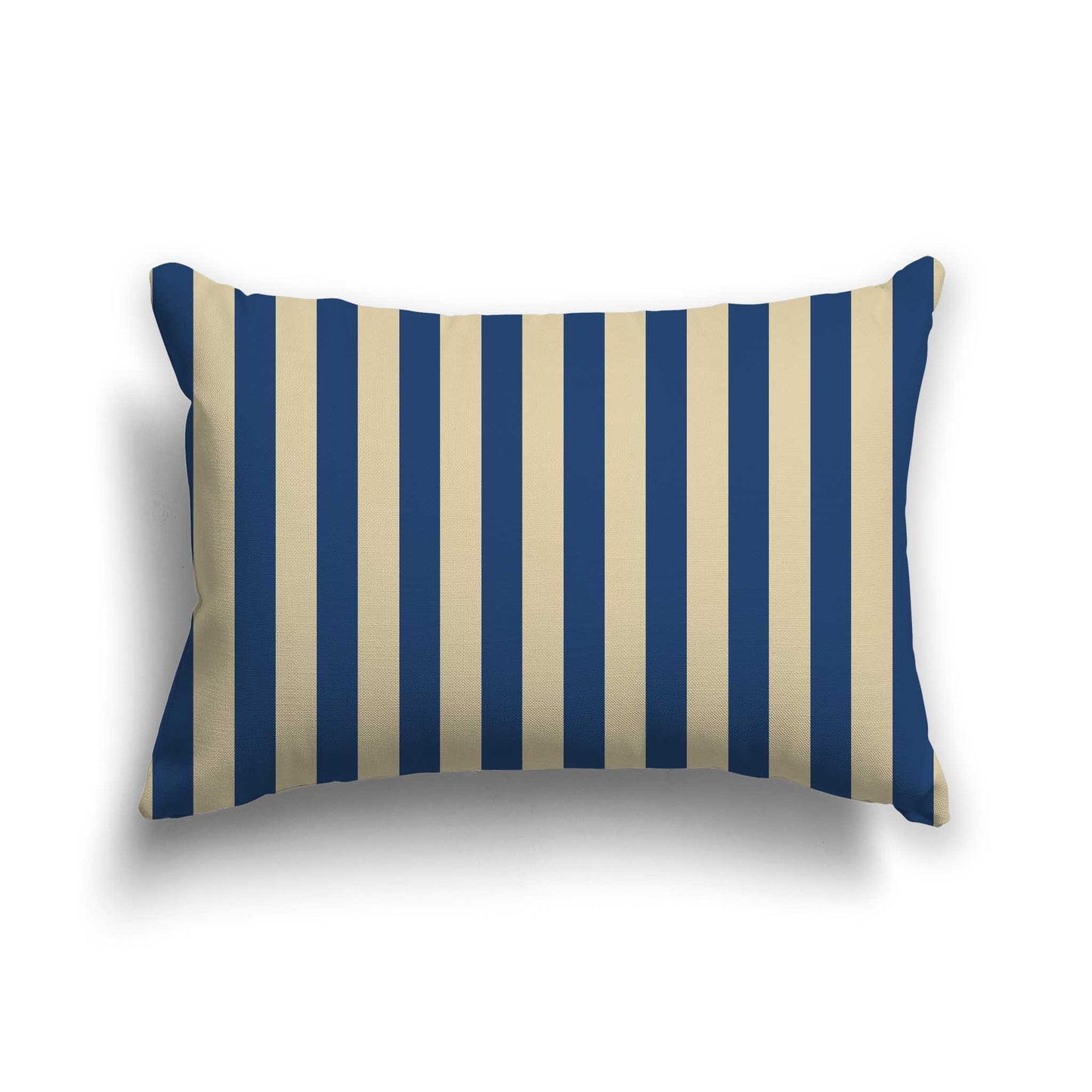 Tan Cotton Canvas Cushion Covers with Royal Blue Bars on Front, CACU-CC-1294-051, 51 x 36 cm / 20 x 14 inches