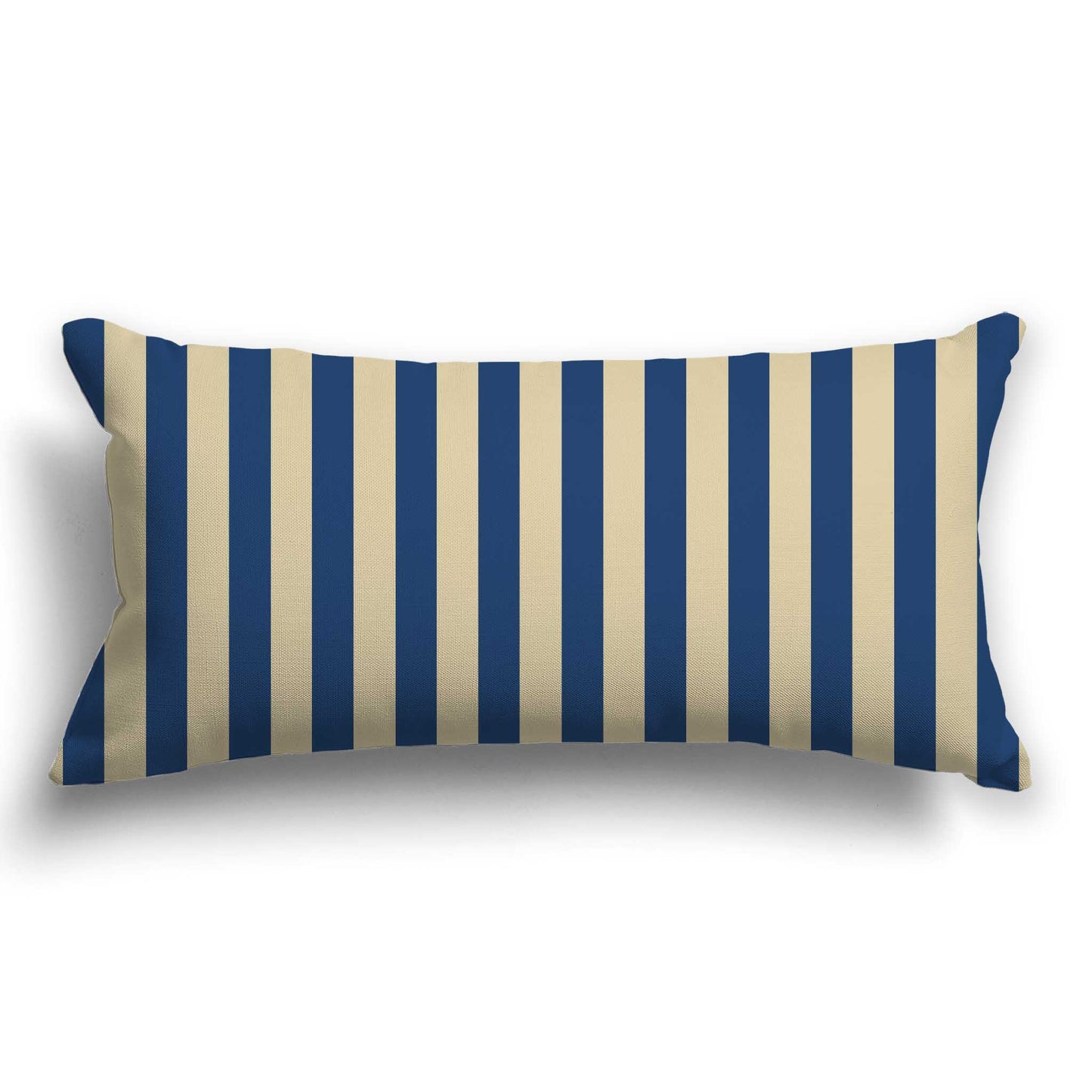Tan Cotton Canvas Cushion Covers with Royal Blue Bars on Front, CACU-CC-1294-051, 61 x 30 cm / 24 x 12 inches