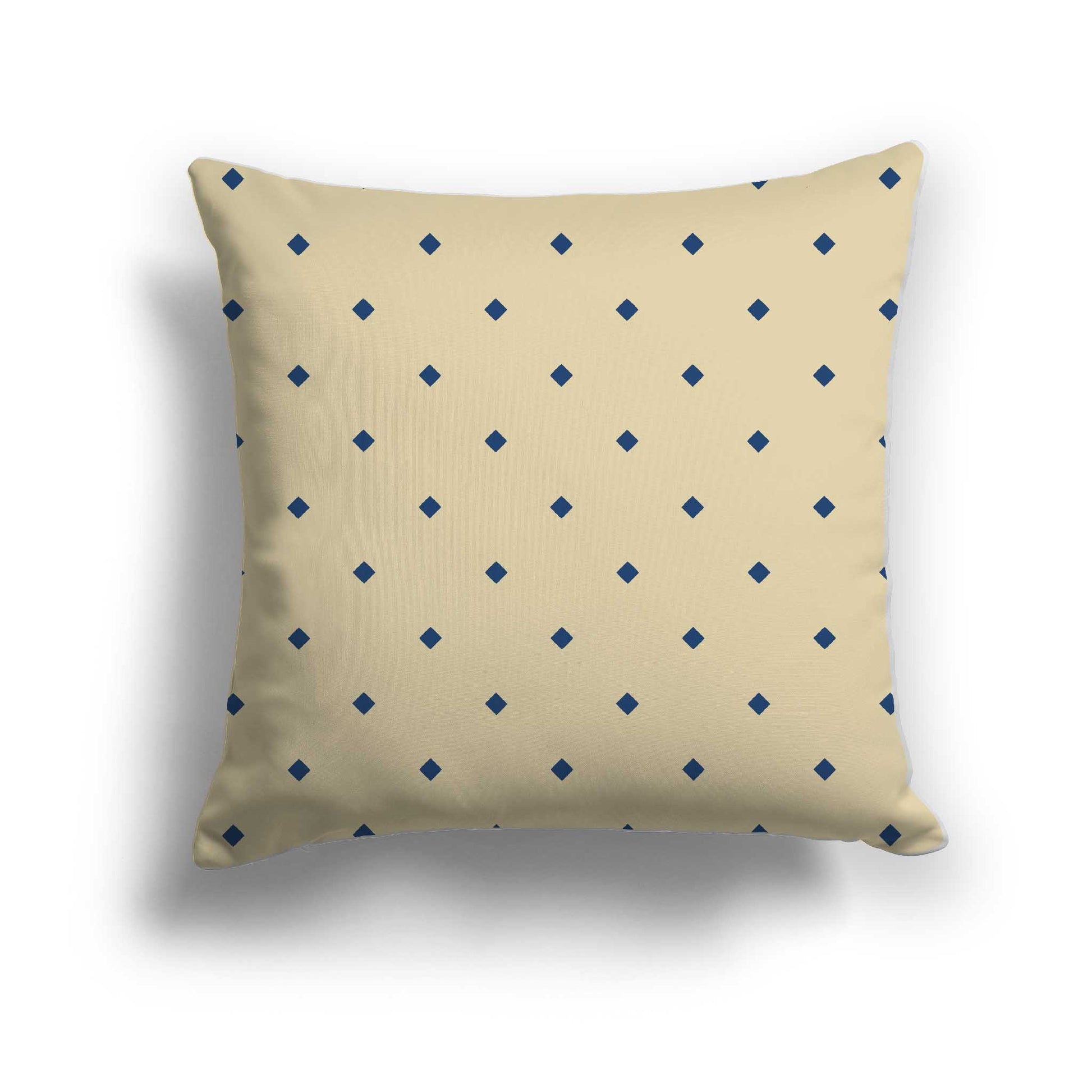 Tan Cotton Canvas Cushion Covers with Royal Blue Diamonds on Front, CACU-CC-1294-101, 46 x 46 cm / 18 x 18 inches