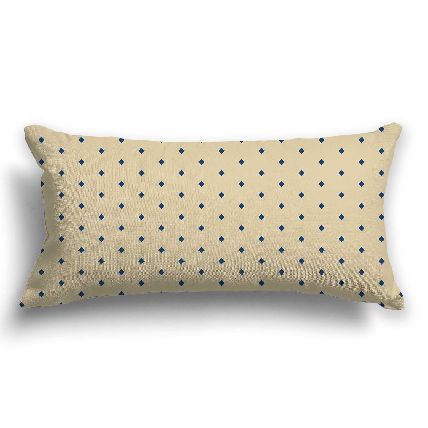 Tan Cotton Canvas Cushion Covers with Fine Royal Blue Diamonds on Front, CACU-CC-1294-111, 61 x 30 cm / 24 x 12 inches