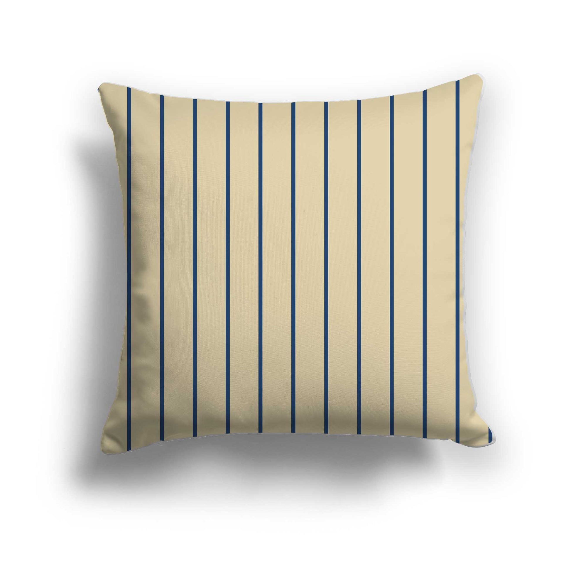 Tan Cotton Canvas Cushion Covers with Fine Royal Blue Stripes on Front, CACU-CC-1294-151, 46 x 46 cm / 18 x 18 inches