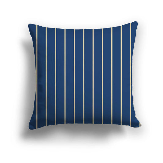 Royal Blue Cotton Canvas Cushion Covers with Fine Tan Stripes on Front, CACU-CC-1294-152, 46 x 46 cm / 18 x 18 inches