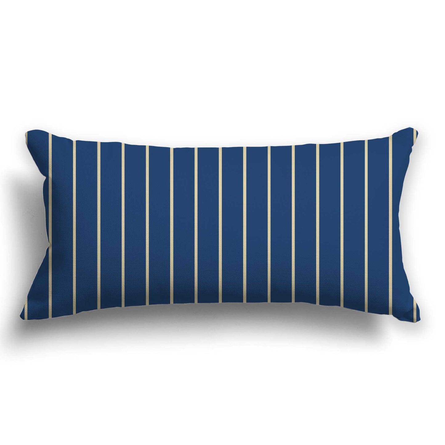 Royal Blue Cotton Canvas Cushion Covers with Fine Tan Stripes on Front, CACU-CC-1294-152, 61 x 30 cm / 24 x 12 inches